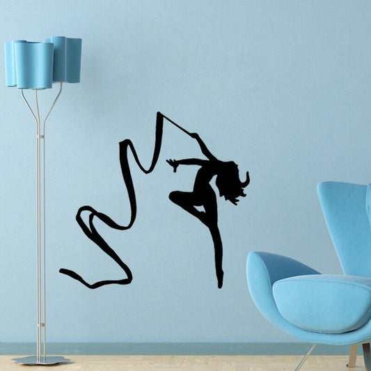 2020 NEW 44CM*41.1CM Beautiful Girls Gymnastics Wall Stickers Children Room PVC Home Kitchen And Gym Decoration W2-483