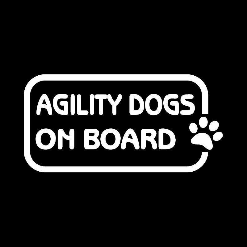 14.2CM*7CM AGILITY DOGS ON BOARD Car Sticker Decal Paw Print Black/Silver C10-00805
