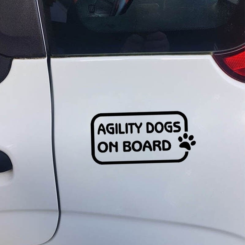 14.2CM*7CM AGILITY DOGS ON BOARD Car Sticker Decal Paw Print Black/Silver C10-00805