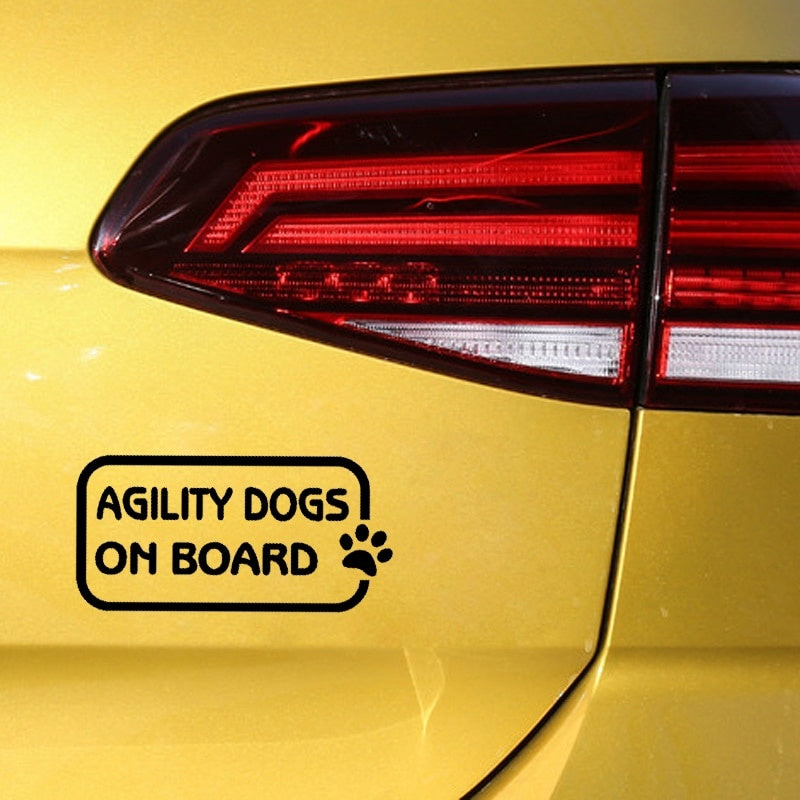14.2CM*7CM AGILITY DOGS ON BOARD Car Sticker Decal Paw Print Black/Silver C10-00805