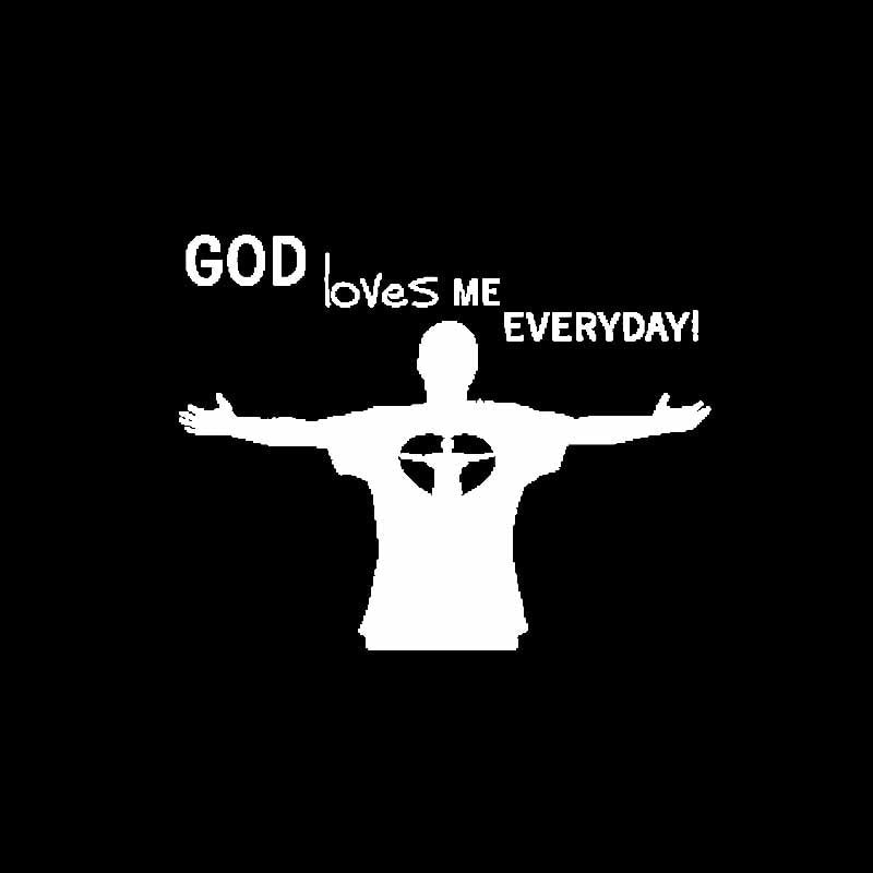 New Fashion 15.2CM*11.8CM Vinyl Decal GOD Loves ME EVERYDAY ! Phrase Church Christian Man Prayer Car Sticker Black/Silver C3-1316