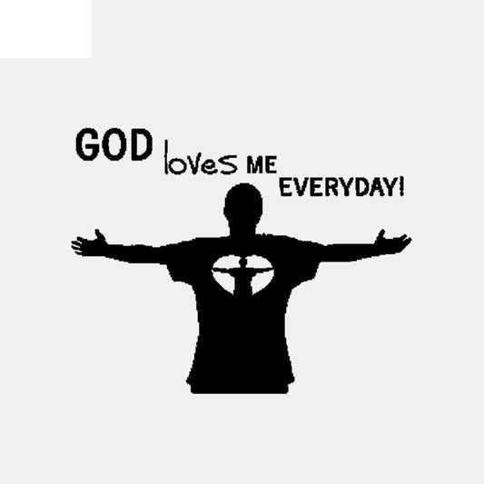 New Fashion 15.2CM*11.8CM Vinyl Decal GOD Loves ME EVERYDAY ! Phrase Church Christian Man Prayer Car Sticker Black/Silver C3-1316