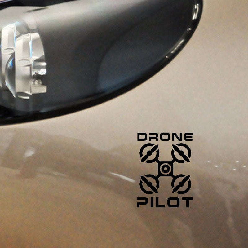 Fashion 10.2CM*13.4CM Cartoon " DRONE PILOT " UAV Drone Car Sticker Vinyl Decal Black/Silver C3-0193