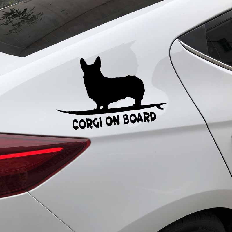 2020 NEW 14.8X9.5CM Corgi On Board Puppy Funny Dog Vinyl Decal Car Sticker Window Decor Black/Silver C24-1628