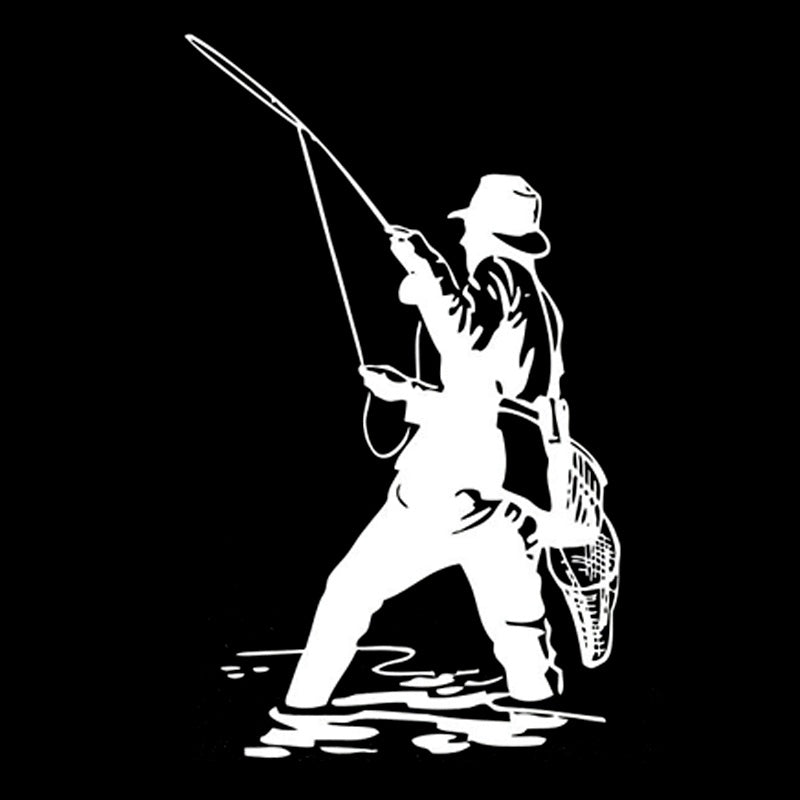 New Fashion 10.5CM*17.5CM Interesting Fishing Silhouette Black/Silver Decor Car Sticker Vinyl S9-0696