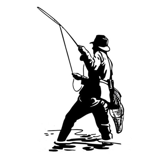 New Fashion 10.5CM*17.5CM Interesting Fishing Silhouette Black/Silver Decor Car Sticker Vinyl S9-0696