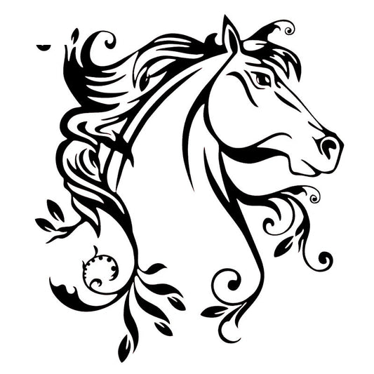 2020 NEW 20*22.4CM Horse Flowers Creative Car Door Stickers Decal Stylish Car Styling Accessories Black/Silver C9-0873