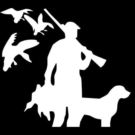 New Hot 14cm*12.8cm Duck Hunting Dog  Vinyl Decals Car Stickers Car-styling Black/Silver S6-3318