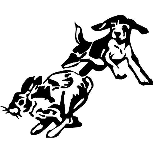 Hot 14.9cm*12cm Vinyl Decal-Beagle Chase Rabbit Dog Puppy Hunting Car Sticker S6-3491