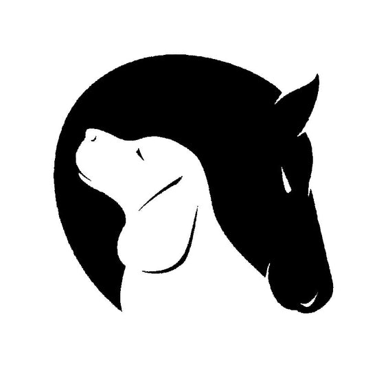 2020 NEW 12.7CM*11.8CM Dog And Horse Friendship Love Animals Decor Car Vinyl Decal Stiker Black/Silver C10-00284