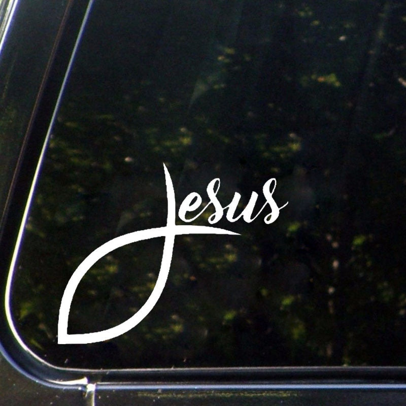 New Fashion 12.7CM*10CM Jesus Fish Vinyl Decal Sticker Car Window Wall Bumper Decoration Black/Silver C2-3050