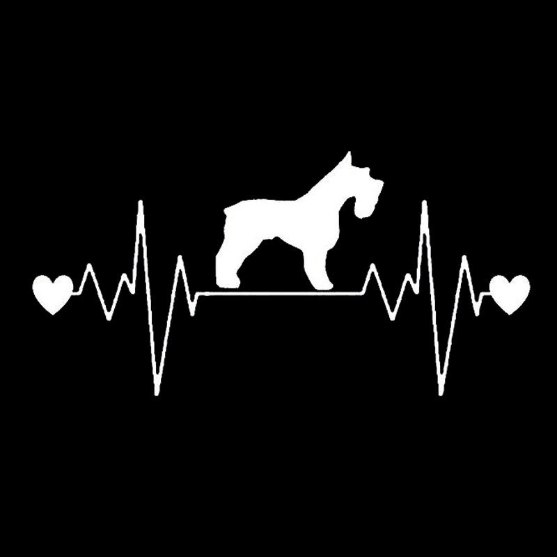 New Brand 20.3*10CM Schnauzer Heartbeat Lifeline  Cartoon Car Sticker Body Cover Scratches Personality Decal Accessories C6-1531