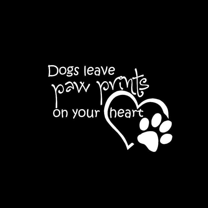 New Hot 13CM*9.1CM  Dogs Leave Paw Prints On Your Heart Decor Vinyl Car Stiker Decals Black/Silver C10-00475