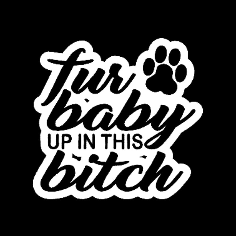 New Brand 15.2CM*14.3CM Fur Baby Up In This Bitch On Board Pet Dog Paw Rescue Vinyl Decal Sticker Car Black/Silver C10-00100