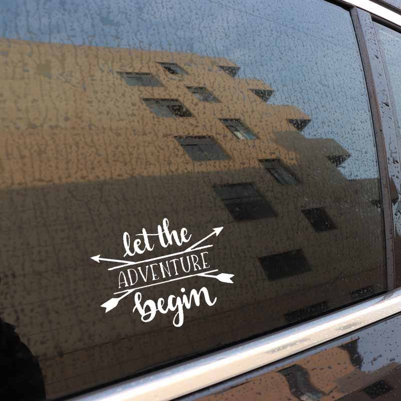 New Hot 17.8CM*14.2CM Let The Adventure Begin Vinyl Black Silver Motorcycle Car Sticker Decals C13-000420
