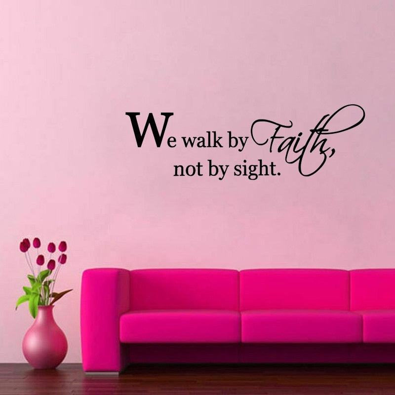 2020 NEW 68CM*21.6CM Bible Verse We Walk by faith not by sight  Quote Decor PVC Wall Sticker  W1-874