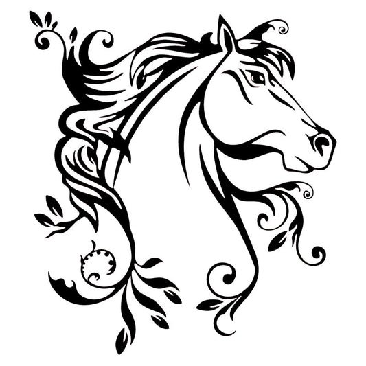 New Hot 20*22.4CM Horse Flowers Creative Car Door Stickers Decal Stylish Car Styling Accessories Black/Silver C9-0873