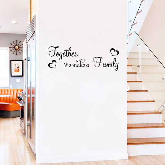 Hot 75CM*25.8CM Together we make a family Art quote Love Heart  Decal  PVC Wall Sticker W1-006