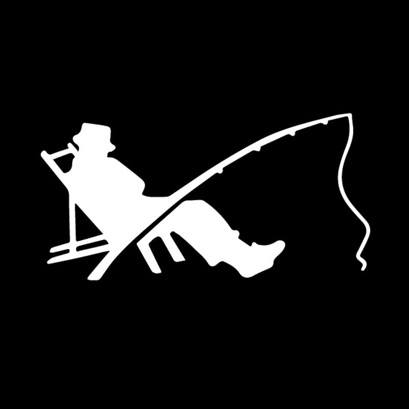 Fashion 15.9CM*8CM Fisherman Fish Fishing Worm Bite Hook Car Sticker Decor Vinyl Decal Black/Silver C24-0809