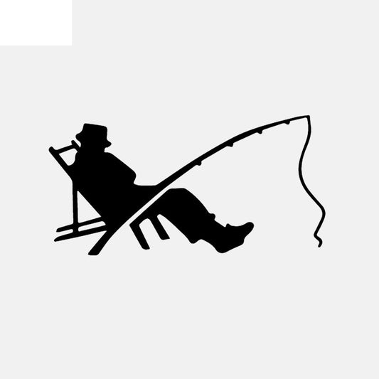 Fashion 15.9CM*8CM Fisherman Fish Fishing Worm Bite Hook Car Sticker Decor Vinyl Decal Black/Silver C24-0809