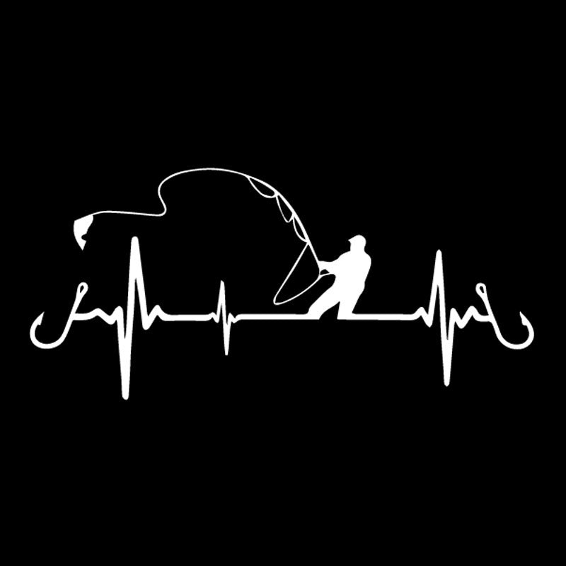 High-quality 16.7CM*7.7CM Car Sticker Heart Fishing Vinyl Decal Black/Silver C24-0642
