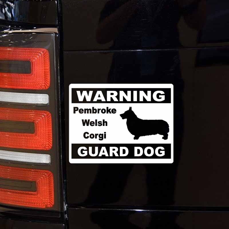 New Hot 15CM*11.4CM Pembroke Welsh Corgi Guard Dog Warning Guard Car Sticker Black/Silver C2-3210