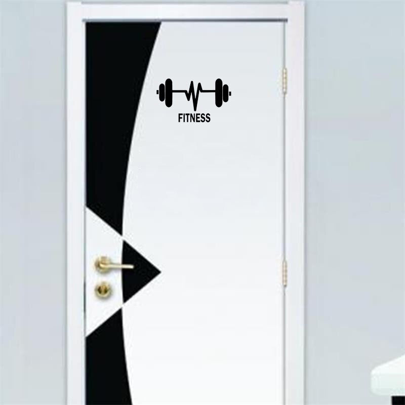 25*14.6CM Weightlifting Barbells Fitness Gym Sport Wall Sticker Decal Bedroom Door Decor D1-0309