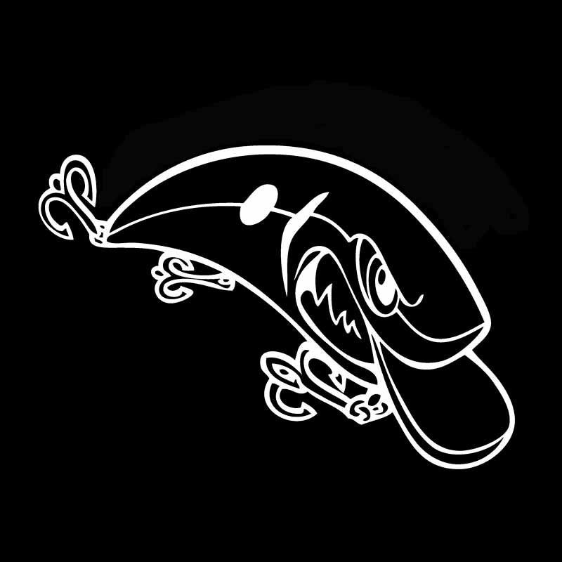 New Brand 16.3CM*11.8CM Car Sticker Fishing Lure Decal Vinyl Car Truck Window Decor Black/Silver C24-1083