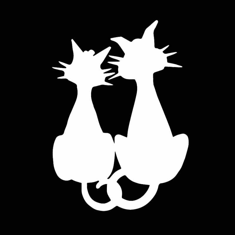 11.4X15.9CM Interesting Car Sticker Cats In Love Car Window Cartoon Decal Decor Black/Silver C24-1841