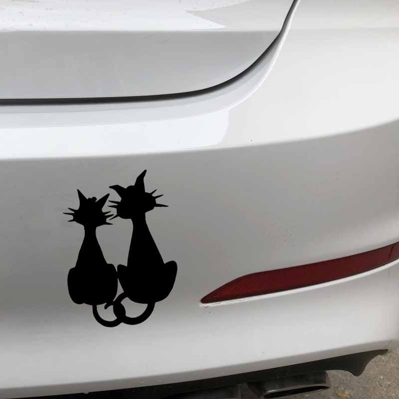 11.4X15.9CM Interesting Car Sticker Cats In Love Car Window Cartoon Decal Decor Black/Silver C24-1841
