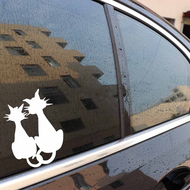 11.4X15.9CM Interesting Car Sticker Cats In Love Car Window Cartoon Decal Decor Black/Silver C24-1841