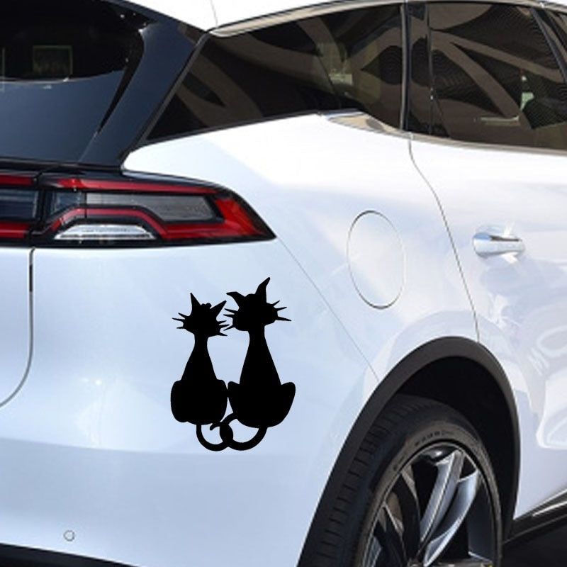 11.4X15.9CM Interesting Car Sticker Cats In Love Car Window Cartoon Decal Decor Black/Silver C24-1841