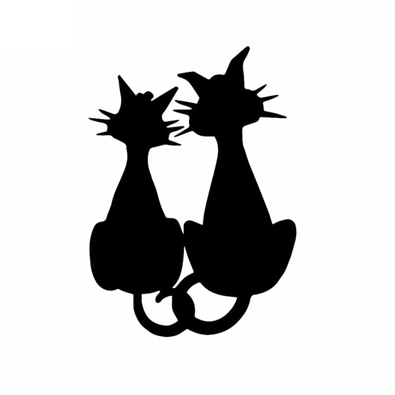 11.4X15.9CM Interesting Car Sticker Cats In Love Car Window Cartoon Decal Decor Black/Silver C24-1841
