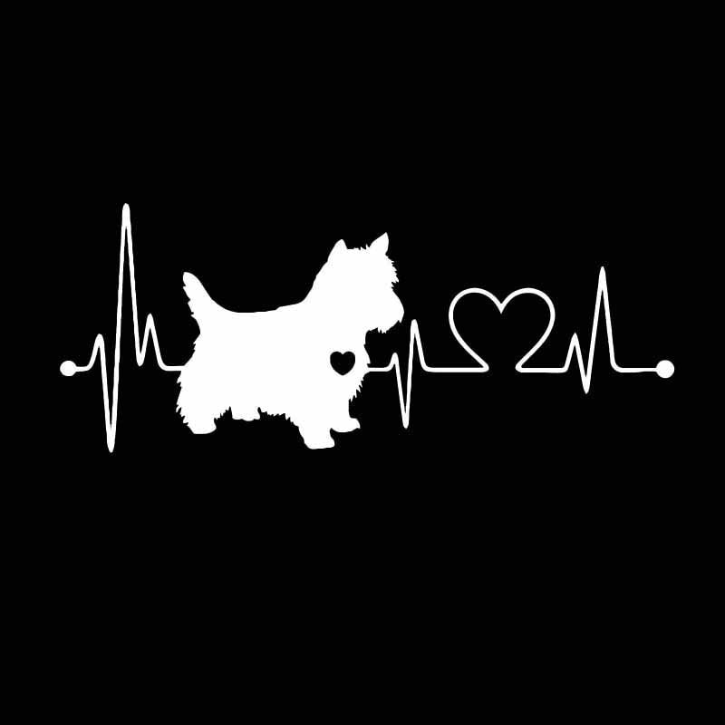 New Brand 21CM*8.4CM  West Highland Westie Heartbeat Dog Vinyl Decoration Car Sticker Black/Silver C2-3321