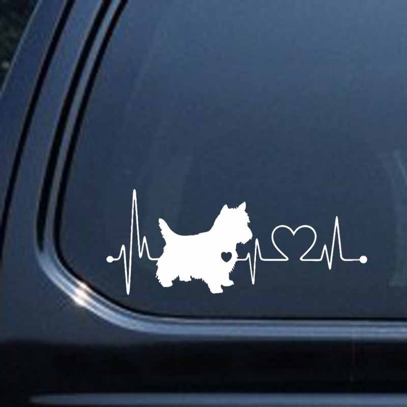 New Brand 21CM*8.4CM  West Highland Westie Heartbeat Dog Vinyl Decoration Car Sticker Black/Silver C2-3321