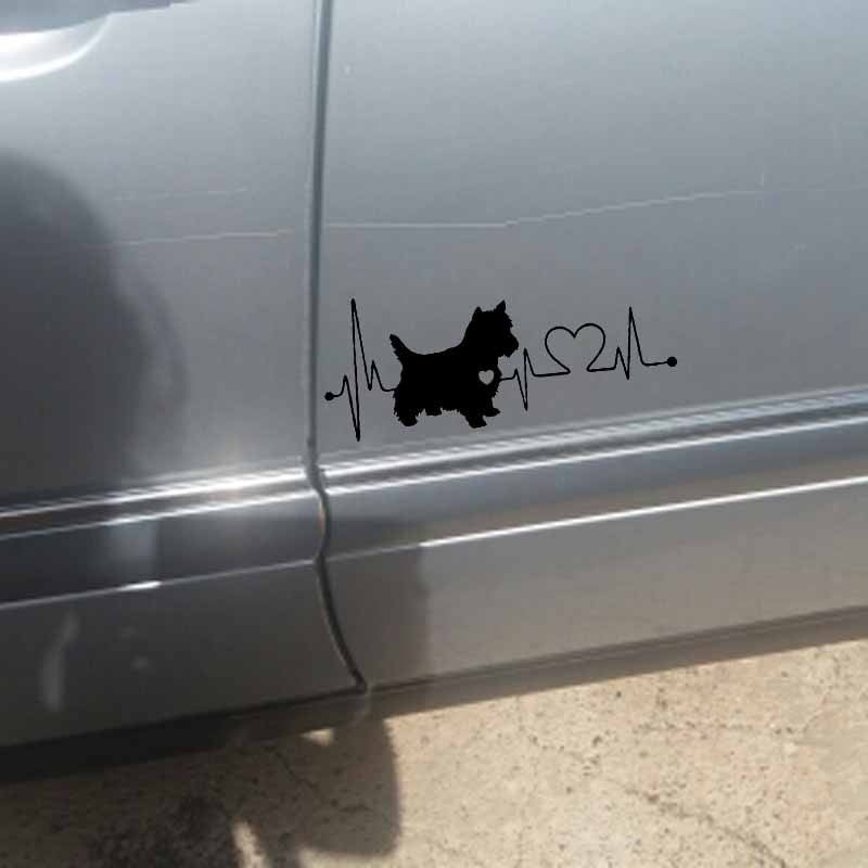 New Brand 21CM*8.4CM  West Highland Westie Heartbeat Dog Vinyl Decoration Car Sticker Black/Silver C2-3321
