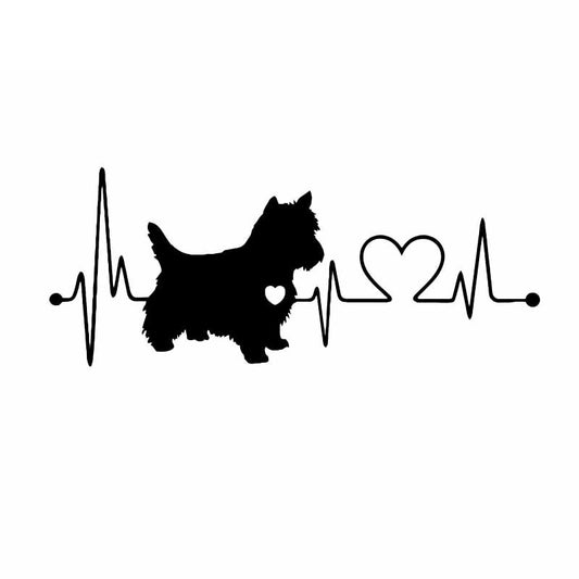 New Brand 21CM*8.4CM  West Highland Westie Heartbeat Dog Vinyl Decoration Car Sticker Black/Silver C2-3321