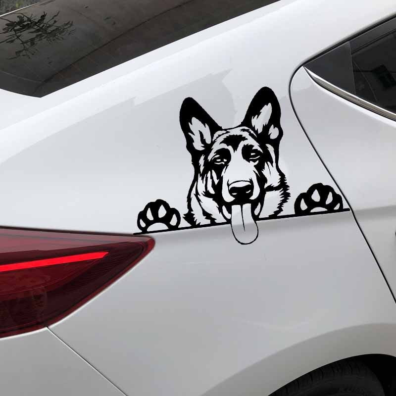 Fashion 16.8X11.9CM Modern Art Funny Animal Vinyl Car Sticker German Shepherd Dog Decal Black/Silver C24-1575