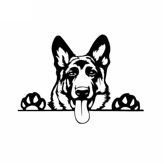 Fashion 16.8X11.9CM Modern Art Funny Animal Vinyl Car Sticker German Shepherd Dog Decal Black/Silver C24-1575