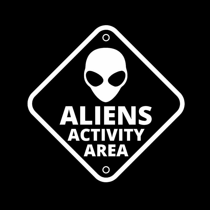 14.5CM*14.5CM ALIEN ACTIVITY AREA UFO Funny Car Sticker Vinyl Decal Black/Silver