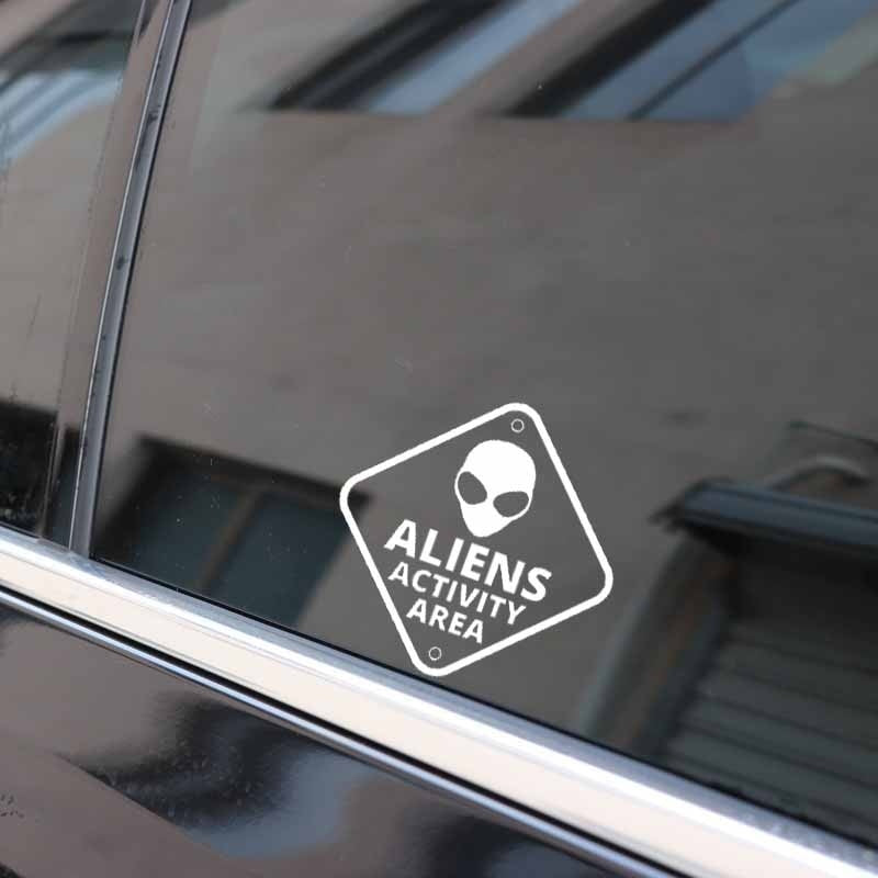 14.5CM*14.5CM ALIEN ACTIVITY AREA UFO Funny Car Sticker Vinyl Decal Black/Silver