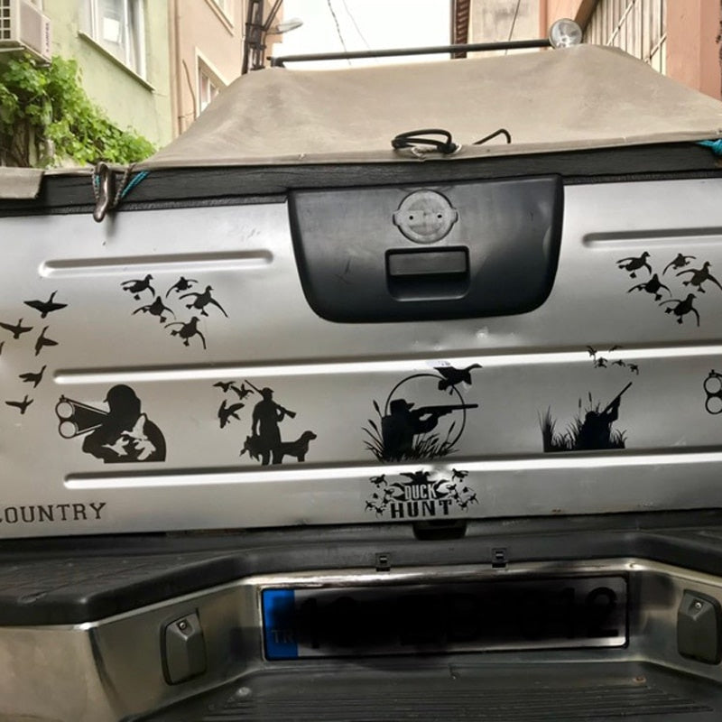 New Fashion 15.5cm*11.5cm Hunter Wild Duck Hunting Car Decals Vinyl Stickers  Car-Styling Black/Silver S6-2691