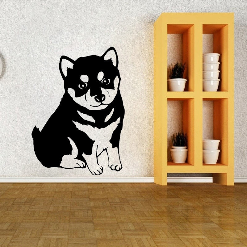 Fashion 43.3CM*60CM Funny Animal Dog Husky Puppy Wall Stickers Art Decal PVC Decor W3-085