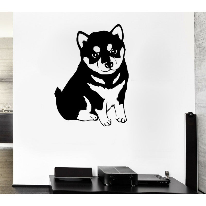 Fashion 43.3CM*60CM Funny Animal Dog Husky Puppy Wall Stickers Art Decal PVC Decor W3-085