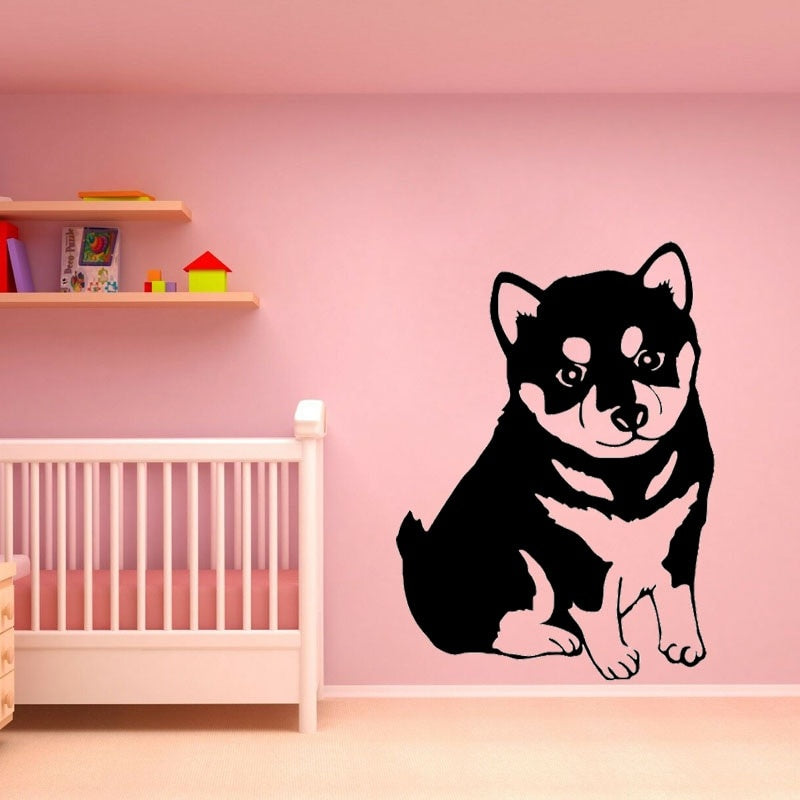 Fashion 43.3CM*60CM Funny Animal Dog Husky Puppy Wall Stickers Art Decal PVC Decor W3-085