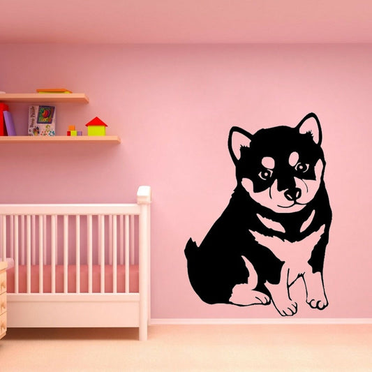 Fashion 43.3CM*60CM Funny Animal Dog Husky Puppy Wall Stickers Art Decal PVC Decor W3-085