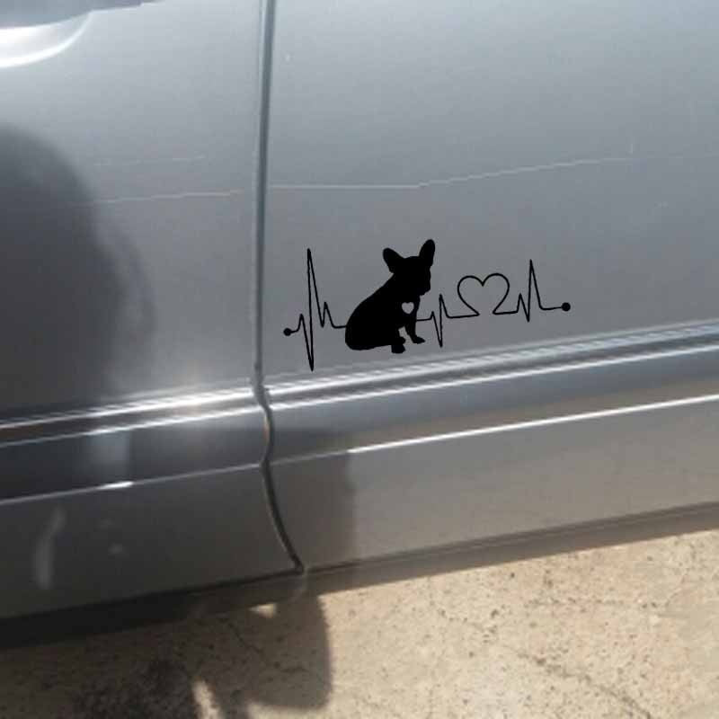 New Fashion 18CM*7.7CM French Bulldog Waterproof Vinyl Decoration Car Bumper Window Car Sticker Black/Silver C2-3310