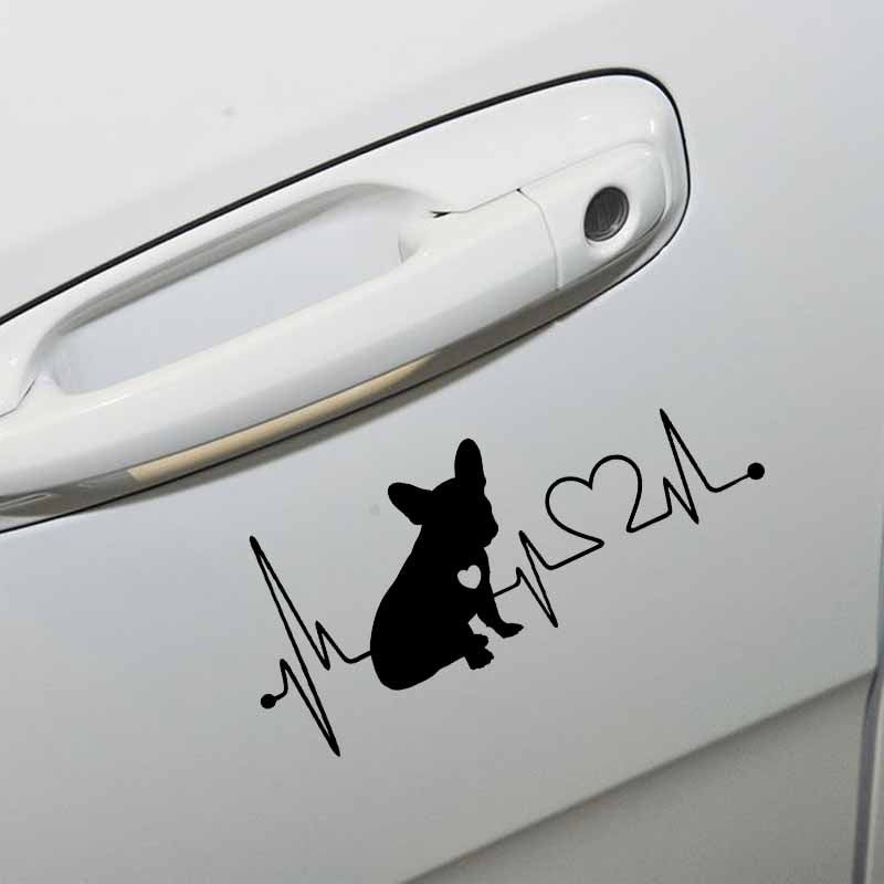 New Fashion 18CM*7.7CM French Bulldog Waterproof Vinyl Decoration Car Bumper Window Car Sticker Black/Silver C2-3310