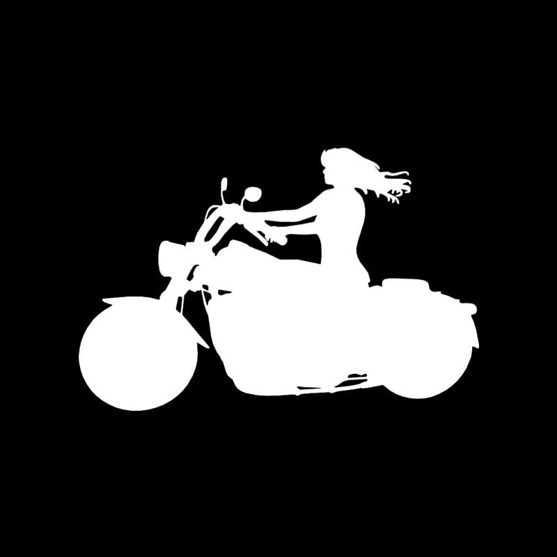2020 NEW 13.1*8.6CM Sexy Charming  Girl Motor Biker Popular Decal Black/Silver Vinyl Artistical Style Car Sticker C20-1178