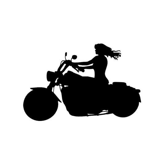 2020 NEW 13.1*8.6CM Sexy Charming  Girl Motor Biker Popular Decal Black/Silver Vinyl Artistical Style Car Sticker C20-1178